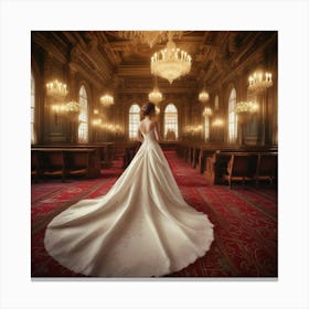 Wedding Dress In A Church Canvas Print