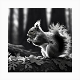 Black And White Squirrel 4 Canvas Print