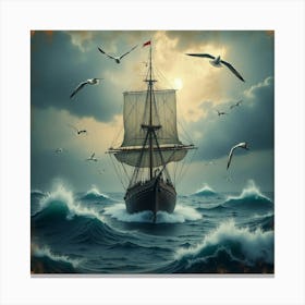 Sailing Ship In The Sea Canvas Print