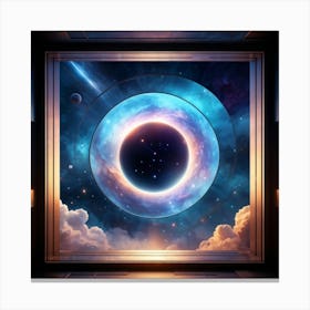 Surreal Visualization Of A Geometric Portal Like A Window Into A Dreamy Abstract Sky Filled With Sw 2 1 Canvas Print