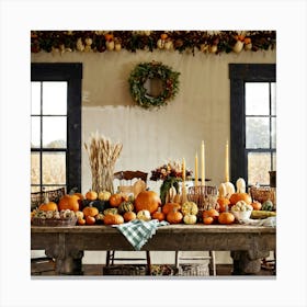 A Traditional Corner Of An American Farmhouse During The Late Autumn Season With An Overhead Vintage (3) 1 Canvas Print