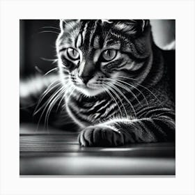 Black And White Cat 38 Canvas Print
