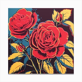 Rose 1 Pop Art Illustration Square Canvas Print