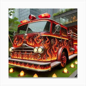 Sovereign Flame Restaurant Firetruck Exterior Canvas Print