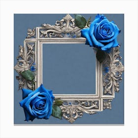 Frame With Blue Roses 1 Canvas Print