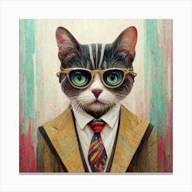 Fashion Cat Art Print 8 Canvas Print