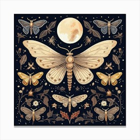 Moths And Flowers Canvas Print