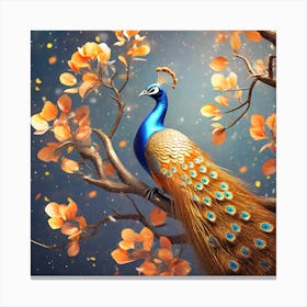 Peacock In A Tree Canvas Print