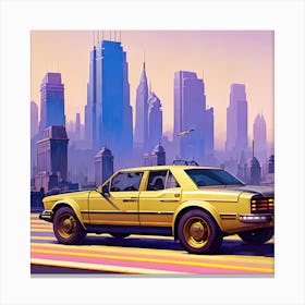 Yellow Car In The City Canvas Print