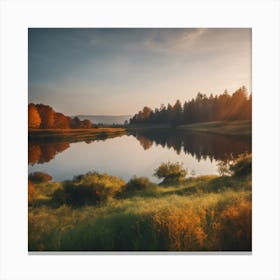 Sunset Over A Lake Canvas Print