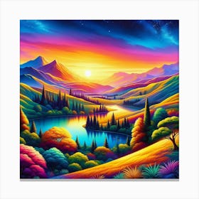 Sunset In The Mountains 1 Canvas Print