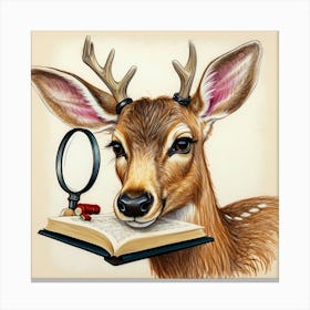 Deer With Magnifying Glass 17 Canvas Print