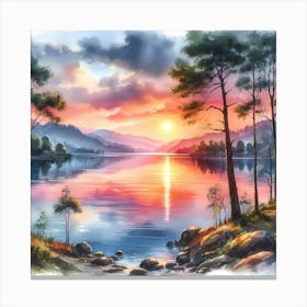 Sunset Over Lake Canvas Print