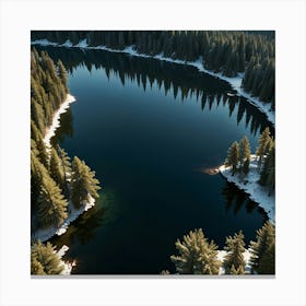 A Calm Lake Surrounded By Dense Pine Forests And Towering Snow-Capped Mountains 1 Canvas Print