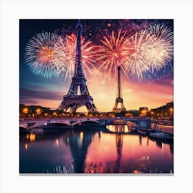 Fireworks In Paris Canvas Print