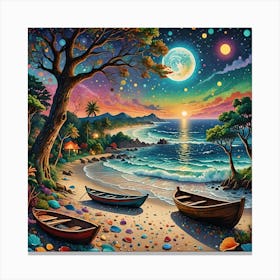 Boats On The Beach Canvas Print
