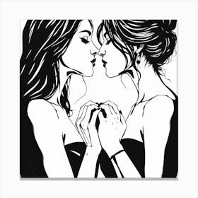 Two Girls Kissing Canvas Print