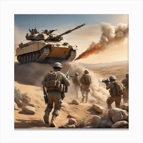 Tank In The Desert Canvas Print