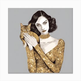 Girl With A Cat 1 Canvas Print