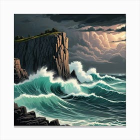 Wave Crashing On Rocks In The Ocean Art Prints (1) Canvas Print