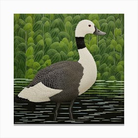 Ohara Koson Inspired Bird Painting Goose 4 Square Canvas Print