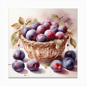 A basket of plums 1 Canvas Print