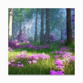 Purple Flowers In The Forest Canvas Print