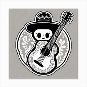 Skeleton With A Guitar Canvas Print