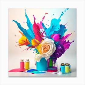 Colorful Paint Splatters Canvas Print