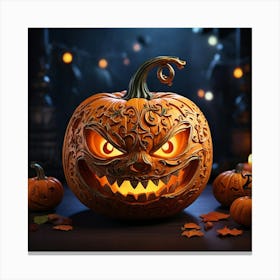 Halloween Pumpkin Carving Canvas Print