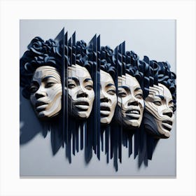 Five Women'S Heads Canvas Print