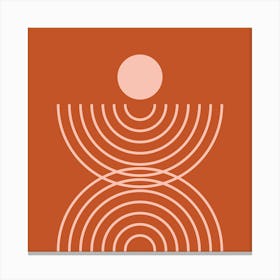 Midcentury Modern Rainbow Arch Sun Abstract A7 In Rust Rose Gold Terracotta 02 Canvas Print