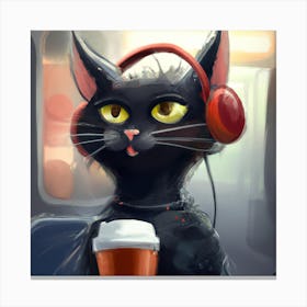 Cat drinking coffee Canvas Print