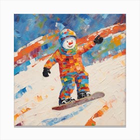 Snowman Snowboarder Canvas Print