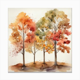 Watercolor Of Autumn Trees 1 Art Print 2 Canvas Print