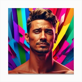 Man In Front Of Colorful Background Canvas Print