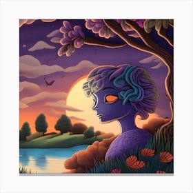 Girl By The Lake Canvas Print