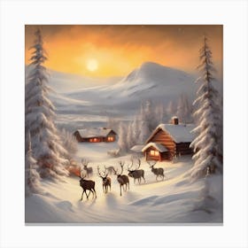 Deer In The Snow Canvas Print