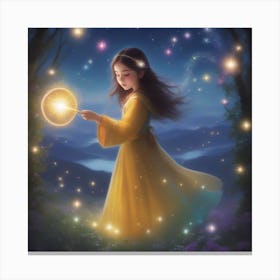 Fairy Girl Holding A Star Canvas Print