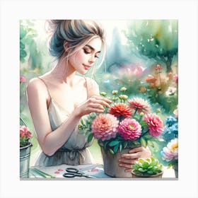 Flower Girl Painting Canvas Print