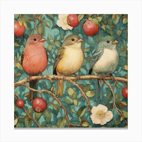 Three Birds On A Branch Art 2 Canvas Print