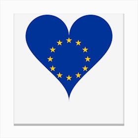 Love Heart Flag Europe Eu European Union Eu Flag Stars Blue Yellow Canvas Print