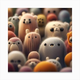 Group Of Knitted Animals Canvas Print