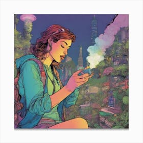 Girl Smoking A Cigarette Canvas Print