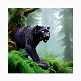 Black Panther In The Forest Canvas Print