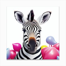 Zebra With Balloons 3 Canvas Print