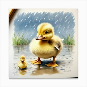 Ducks In The Rain 4 Canvas Print