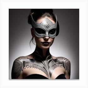 Beautiful Woman In A Mask Canvas Print