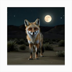 Fox At Night Canvas Print