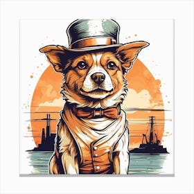 Corgi In A Top Hat Canvas Print